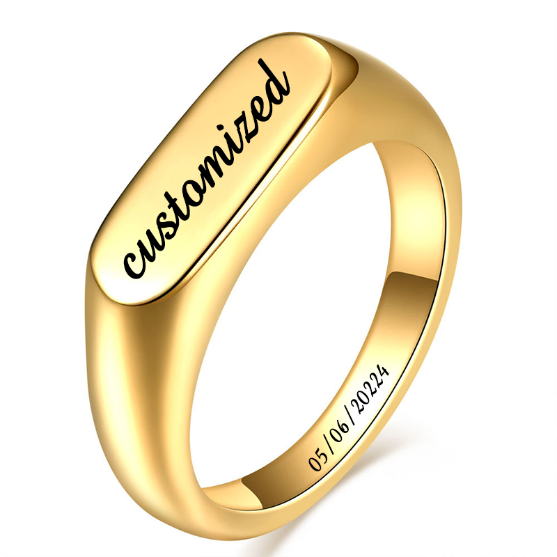 Mens Signet Ring - Anpassbare Edelstahl-Siegelringe für Männer und Frauen,