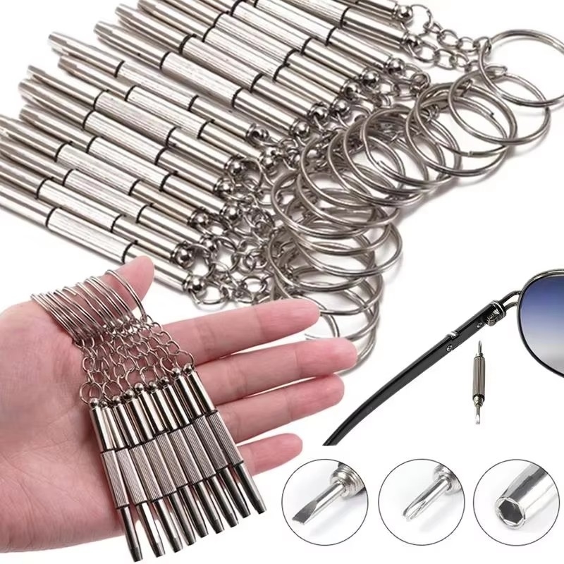 Watch Repair Tool Kit - 2-12 Stück Brillenschraubendreher, Uhrenreparatur-Set mit Schlüsselanhänger,