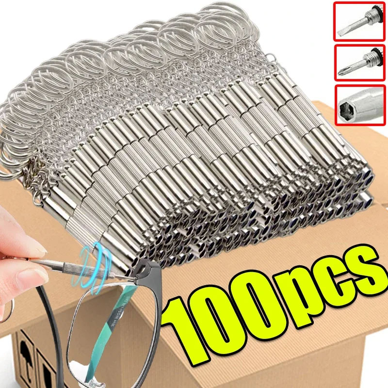 Watch Repair Tool Kit - Stahl-Brillenschraubendreher, Uhrenreparatur-Set mit Schlüsselanhänger, Tragbare Handwerkzeuge,