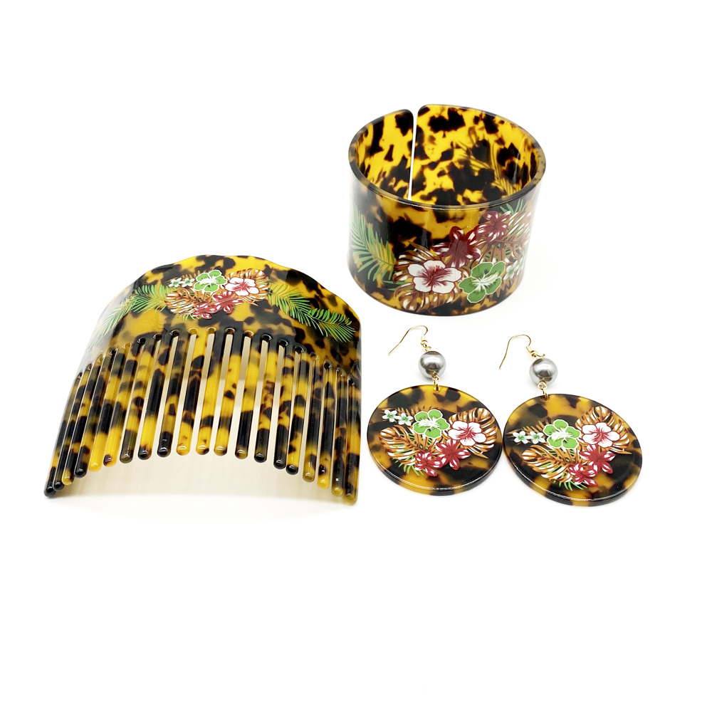 Pacific Jewelry & Watches Los Angeles - Neueste Mode Blumen Gedruckt Armreif Kamm
