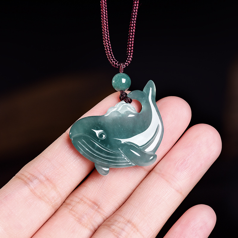 Jewelry & Watches Sp Zo O - Natürliche burmesische Jadeit-Wal-Anhänger-Halskette, Accessoires, echter Jade-Charm,