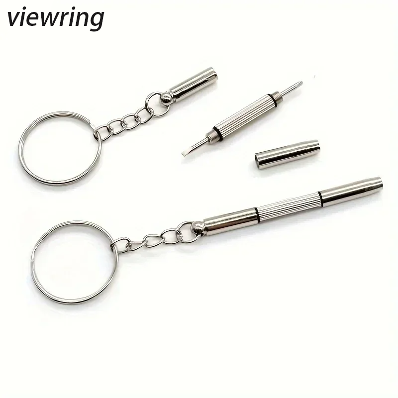 Watch Repair Tool Kit - Stahl-Brillenschraubendreher, Uhrenreparatur-Set mit Schlüsselanhänger, Tragbare Handwerkzeuge,