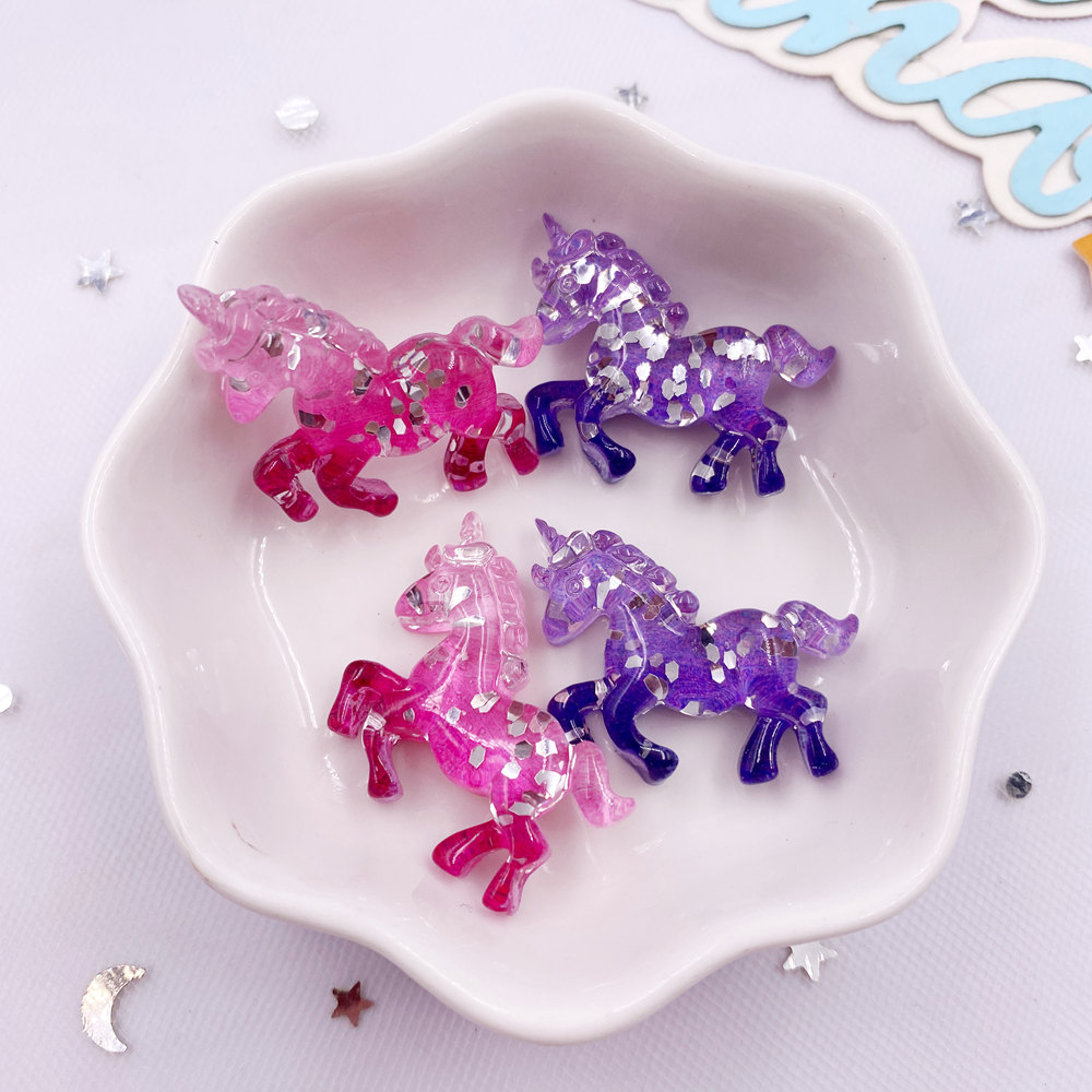Paradise Jewelry & Watches Llc Photos - 6PCS Bunte Harz Glitter 3D Einhorn