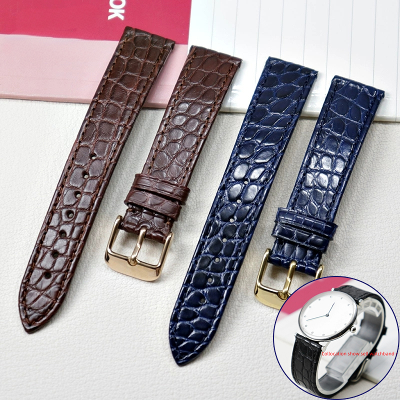 Cartier Watch Santos - Dünnes Krokodil-Echtlederarmband für Longines L4 L2