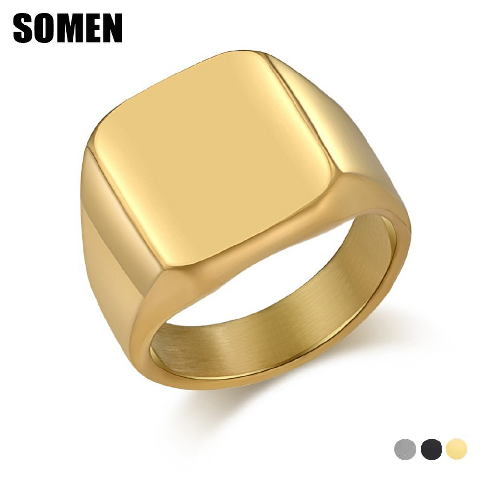 Mens Signet Ring - Somen Signet Quadratischer Wolframcarbid-Ring für Männer,