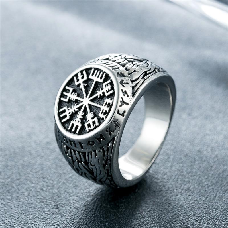 Mens Signet Ring - Vintage Viking Rune Signet Scandinavn Ringe