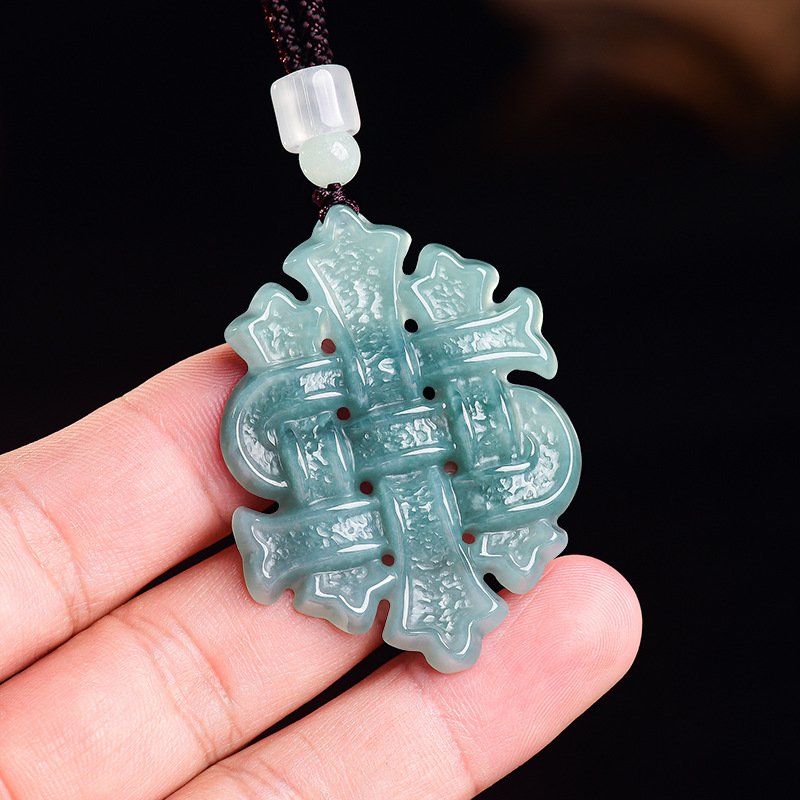 Jewelry & Watches Sp Zo O - Natürlicher Burmesischer Jadeit Chinesischer Knoten Anhänger