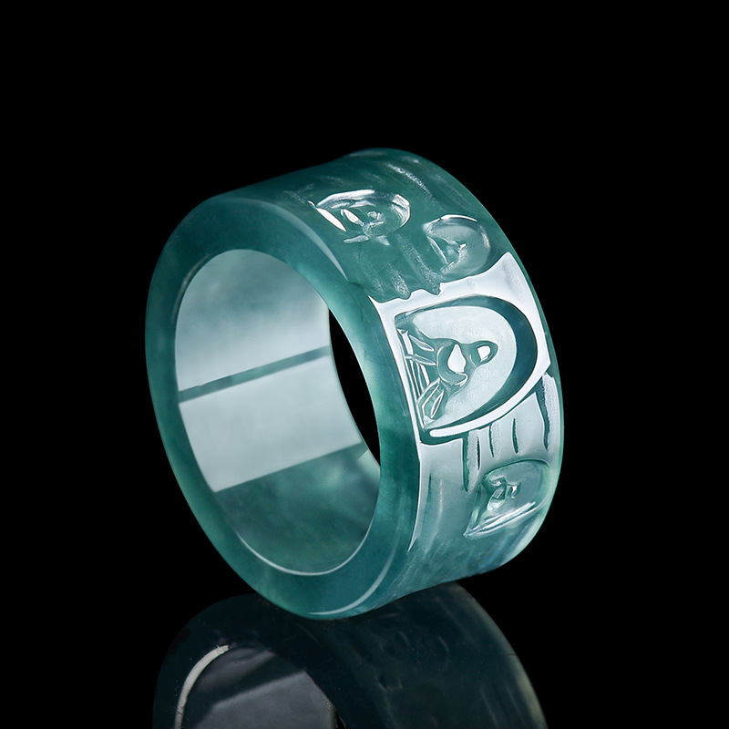 Luxury Gifts Jewelry & Watches Namfleg Mostar - Natürlicher burmesischer Jadeit-Buddha-Ring, luxuriöser Edelstein-Designer-Schmuck, modischer