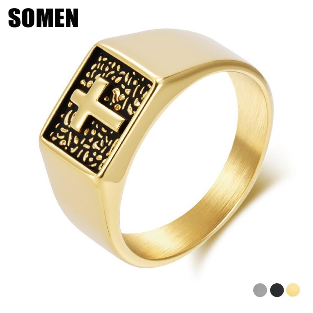 Somen Vintage Edelstahl Kreuz  – Mens Signet Ring Bewertung und Preis