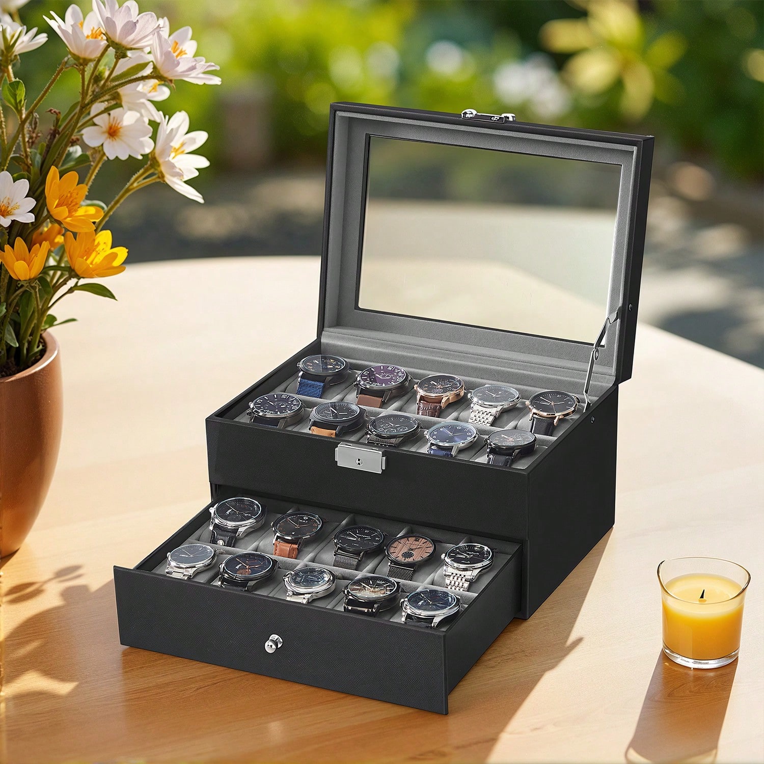 20-Fächer Uhrenbox mit Glasdec – Jewelry Watches For Men Bewertung und Preis