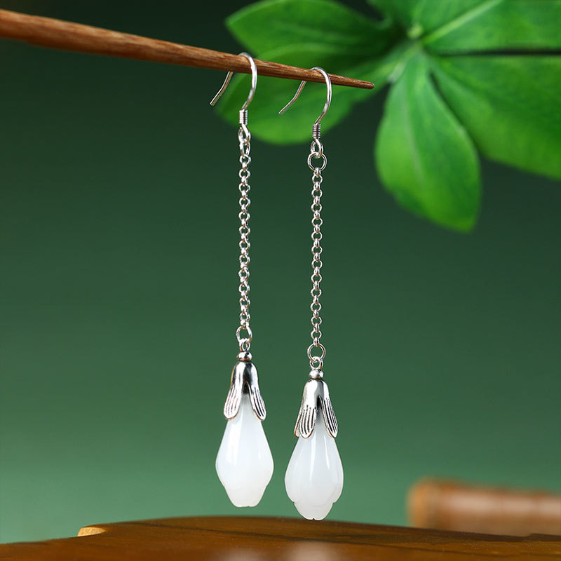 Weiße echte Jade-Blumen-Ohrrin – Luxury Gifts Jewelry & Watches Namfleg Mostar Bewertung und Preis